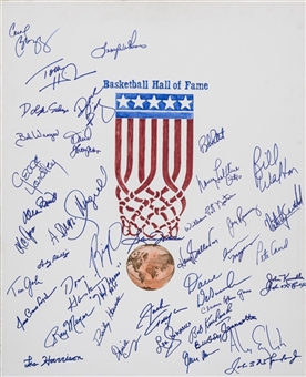 Basketball Hall of Famers Multi Signed 24x30 Canvas With 41 Signatures Including Debusschere, Jones & Walton (JSA)